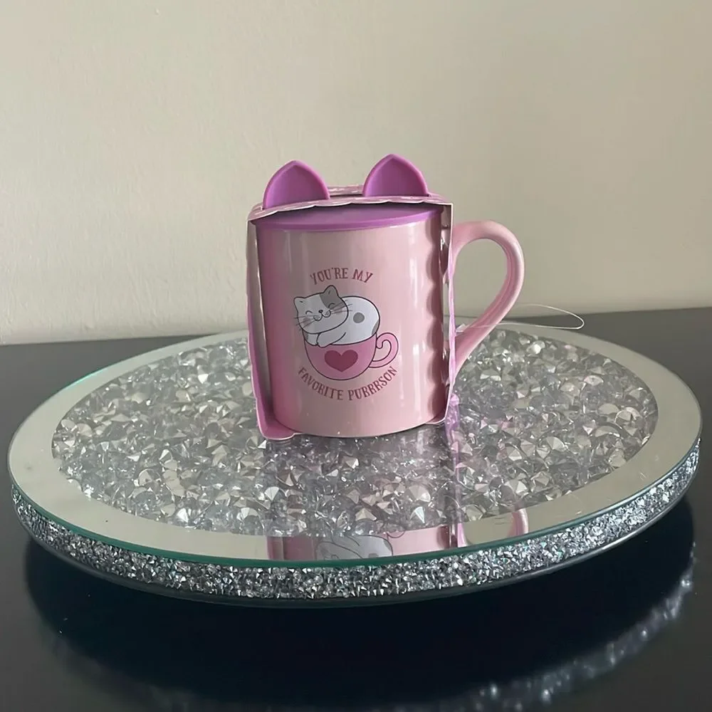 New Eccolo kitty cat mug with silicone cat ear lid you’re my favorite purrrson